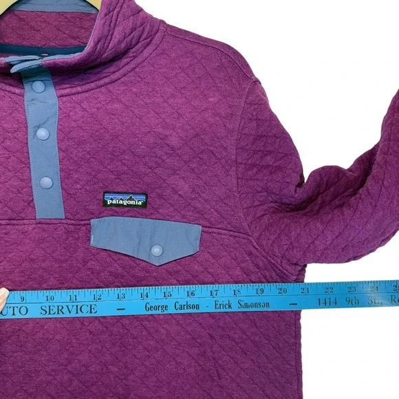 Patagonia Quilted Organic Cotton Purple Pullover Sweatshirt Women Size L - Picture 8 of 11